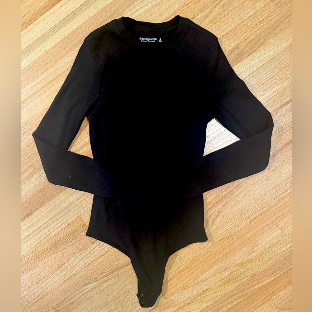 Black Cotton Long Sleeved Abercrombie & Fitch Bodysuit